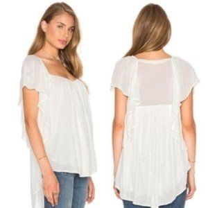 Free People White Forever and Always Blouse Boho Flowy Romantic Size XS